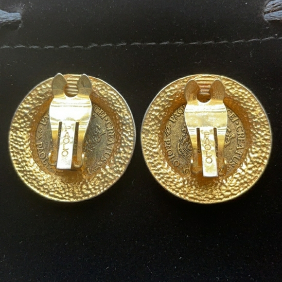 RARE Vintage PAOLO GUCCI Clip On Medallion Earrings - Picture 7 of 9